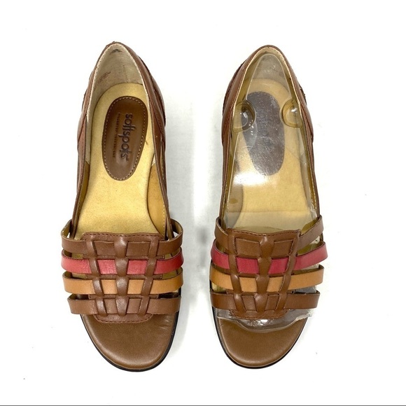 Softspots Hugh Leather Huraches Tobacco multi WW width - Picture 4 of 8